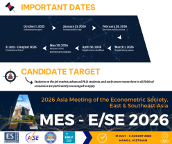 THÔNG BÁO MỜI NỘP BÀI VIẾT HỘI NGHỊ KINH TẾ LƯỢNG CHÂU Á 2026 (AMES-E/SE 2026)