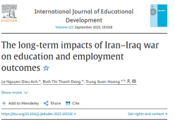 Tác động lâu dài của chiến tranh Iran-Iraq đối với kết quả giáo dục và việc làm - Công bố quốc tế của CSTRAD trên tạp chí International Journal of Educational Development (SSCI, IF 2.3)