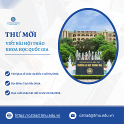 THƯ MỜI VIẾT BÀI HỘI THẢO KHOA HỌC QUỐC GIA: “THỰC TRẠNG, MÔ HÌNH VÀ GIẢI PHÁP PHÁT TRIỂN DU LỊCH NÔNG THÔN GẮN VỚI PHÁT TRIỂN CÂY ĂN QUẢ CHỦ LỰC TẠI BẮC NINH VÀ MỘT SỐ TỈNH LÂN CẬN”
