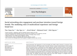 Social media interaction and purchase intention for foreign brands: The role of cross-cultural experience and preference for foreign brands – An international publication by the CSTRAD in Acta Psychologica (SSCI IF 2.7, Scopus Q1).