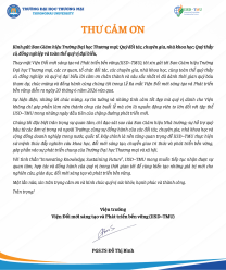 Thư cảm ơn từ Viện Đổi mới Sáng tạo và Phát triển Bền vững (IISD-TMU)