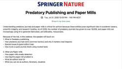 Webinar của Springer Nature: Cách Nhận Diện Tạp Chí Săn Mồi Và Paper Mills
