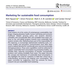 Marketing for sustainable food consumption - International Publication by IISD - TMU in Journal of Strategic Marketing (SSCI, IF 3.7)